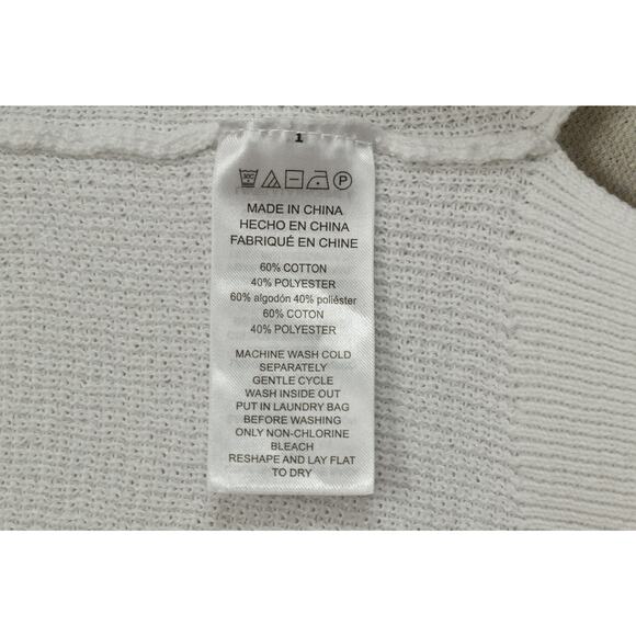 Michael Kors Women's White Waffle Knit Hoodie Sweatshirt Regular Size L - Picture 2 of 8